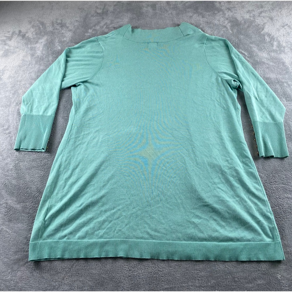JM Collection Womens Plus 2X Aqua Mint Green Open Front Cardigan Gold Buttons - Picture 10 of 11